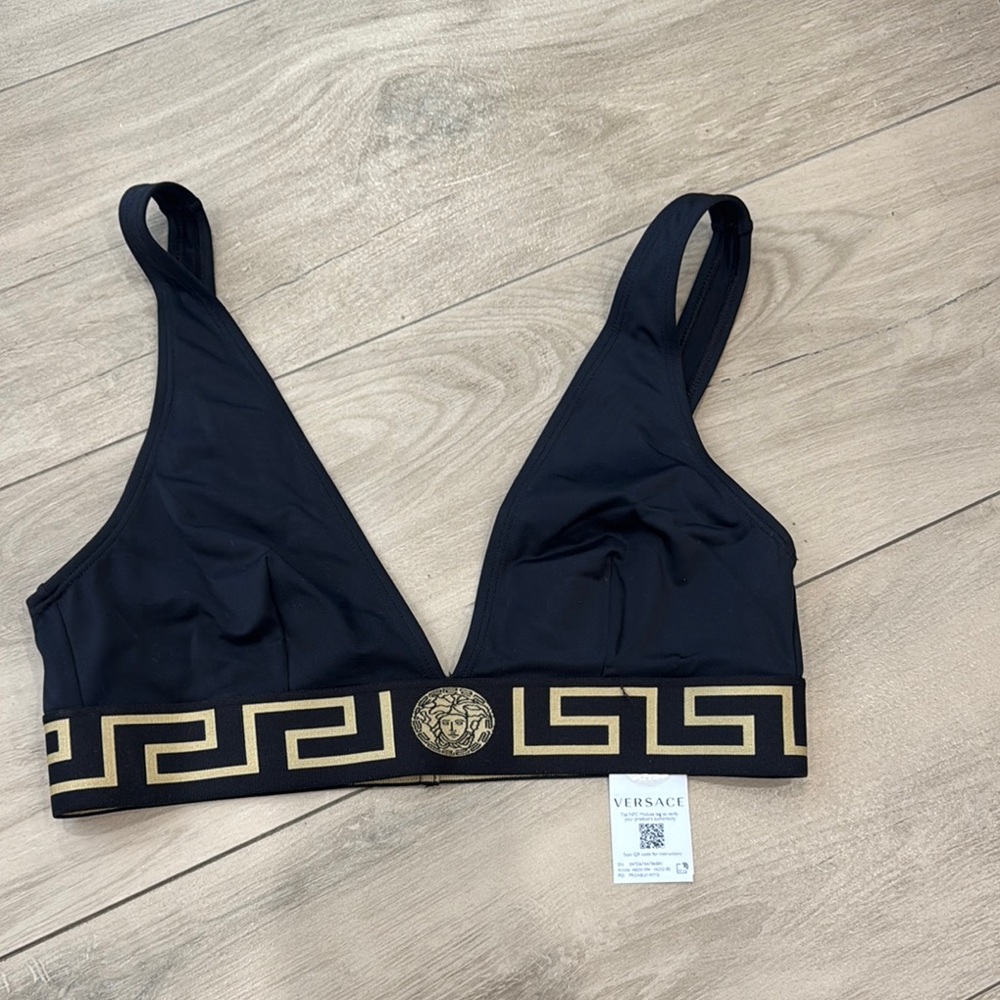 Versace Black and Gold Bikini Top